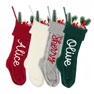 Chaussettes <span class=keywords><strong>de</strong></span> <span class=keywords><strong>Noël</strong></span> personnalisées avec nom brodé, chaussettes tricotées grande capacité pour accrocher au cheminée, cadeau <span class=keywords><strong>de</strong></span> <span class=keywords><strong>Noël</strong></span> - Product Image 1