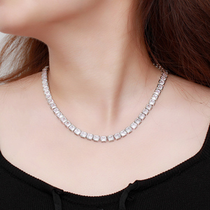 Collier Tennis en Cristal Zircon Cubique Grand et Très Brillant Plaqué Argent de Luxe pour Femmes Accessoires de Fête - Product Image 2