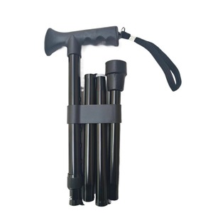 Lightweight Folding <b>Cane</b> With Rubber Foot Black Adjustable Walking Stick For Elderly Hiking Support - Product Image 4
