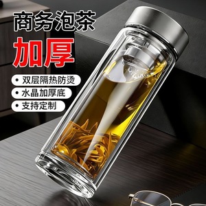 Post Double Wall Borosilicate Glass Cup With Filter Business Gift Tea Cup Heat Insulating Thick Base - Product Image 4
