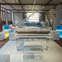 Piano à queue en cristal avec lecteur Piano à queue en acrylique HG168A Couleur blanche