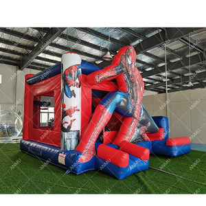 Castello Gonfiabile Commerciale Spiderman con Scivolo per Feste per Bambini - Product Image 4
