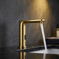 Robinet à capteur moderne sans contact, monotrou, en acier inoxydable 304 chromé gris anthracite, pour chambre à coucher, durée de vie commerciale