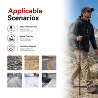 Tongkat Trekking 3-bagian dari Aluminium Alloy dengan Pegangan Lurus, Ultra-ringan, Portabel, dan Dapat Disesuaikan