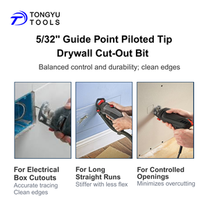 Mata Zip potong Drywall 5/32 ", ujung Piloted Point HSS <span class=keywords><strong>Router</strong></span> Bit cocok untuk alat Cut-Out putar untuk pemotongan papan gipsum - Product Image 3