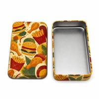 Boîte en étain rectangulaire personnalisée de qualité alimentaire, conteneur métallique portable pour poulet, biscuits, bonbons, thé et emballages cadeaux