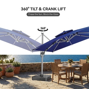 Sombrilla de Exterior Personalizada de 280 Gramos de Poliéster, Color Azul Marino/Azul Claro, Resistente, con Energía Solar LED, para Hotel, <span class=keywords><strong>Patio</strong></span>, Jardín - Product Image 6