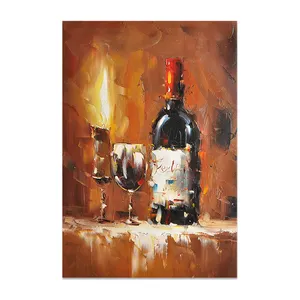Wholesale Heavy Painted Palette Knife Impressional Red Wine Canvas Art Still Life Paintings For Dining Room