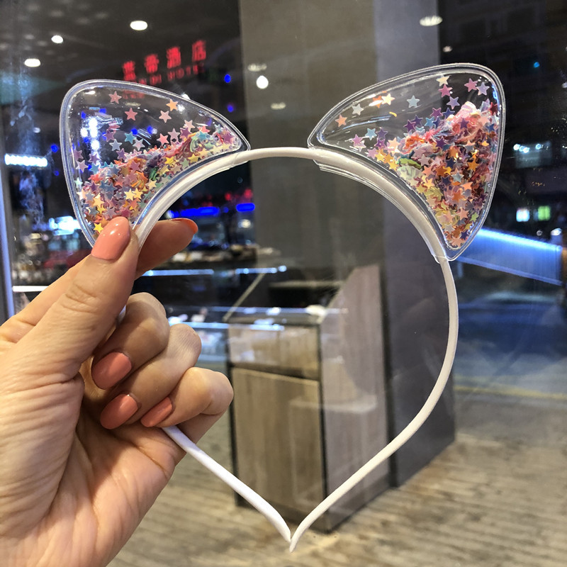 Горячая Распродажа! Модные Детские аксессуары для волос с украшением в виде кошачьих ушек заколка для волос с принтом зыбучих песков короны блестками платье принцессы для маленьких девочек; Обруч для волос L618