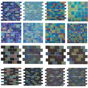 Centurymosaic Blue Square Iridescent Swimming Pool Glass Mosaic Tile Suppliers
