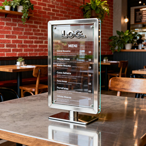Độ Chính Xác Cao CNC Cắt Xách Tay Thép Không Gỉ Hiển Thị Giá Bảng Đơn Đăng Đứng Chủ Cho Khách Sạn Nhà Hàng Nhà Máy - Product Image 1