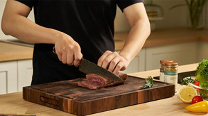 Tabla de cortar de nogal de grano extremo negro grueso bloque de cortar de carnicero de madera Premium grande de cocina personalizada con ranura para jugo - Product Image 6