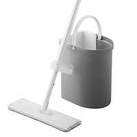 En gros, Ensemble serpillière plate à pression et seau en plastique, microfibre anti-rayures, pour nettoyage super humide et à sec des sols, avec système de lavage mains libres
