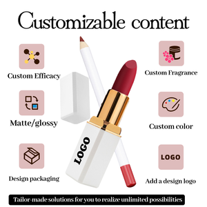 Ensembles de cosmétiques pour les lèvres en gros, marque propre, crayon à lèvres mat imperméable et rouge à lèvres, ensemble de gloss à lèvres deux-en-un en cadeau. - Product Image 2