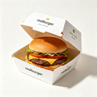 Boîte d'emballage pour hamburgers en carton ondulé kraft imprimé quatre couleurs, vente en gros directe usine, écologique, taille personnalisée, à emporter