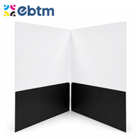 300GSM 16pt Thick Paper A4 A5 Letter Size Folder Black Matte UV LOGO Folder Custom Business Presentation Folder With Pocket