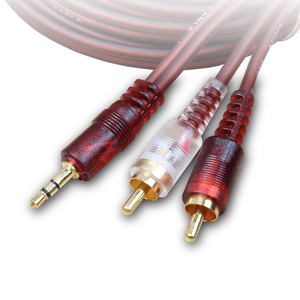 Câble audio 3,5 mm vers 2 RCA mâle-mâle, connexion haut-parleur stéréo, fil de cuivre plaqué argent - Product Image 1
