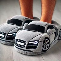 Pantoufle en forme de voiture de course neutre bonne texture coton pantoufles chaudes confortables pour l'été automne course d'hiver