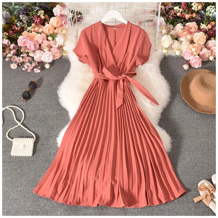 2023 Women Elegant Side Zipper Waist Belt Dresses 7 Colors Ladies Tie Straps Bow Long Skirt With Suspenders And Waist Is Slimmer