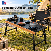 Table de camping pliable en aluminium, structure métallique stable, plateau résistant à la chaleur pour le camping en plein air et les pique-niques