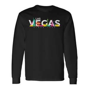 Camiseta de manga larga de Las Vegas Nevada con diseño retro de casino para vacaciones - Product Image 1