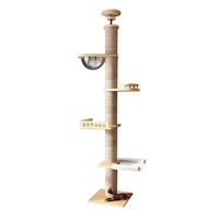 Structure d'escalade double pour chat de luxe moderne, 4 niveaux, en bois, hauteur 2,8 m, toutes saisons, fournitures pour animaux de compagnie