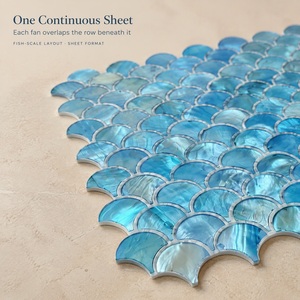 Mosaico in Conchiglia Blu Perla con Effetto Iridescente Lucido per Rivestimenti Murali - Product Image 4