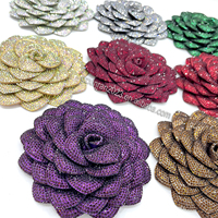 Broche PH803 personnalisée, fleur de rose en strass de 11 cm, faite à la main, grande fleur en diamant 3D, appliques pour décoration