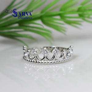 Anillo con Diseño de Corona, Plata de Ley 925, Anillos de Joyería Fina, Anillos Personalizados, Fabricante de Joyería, Sarva Creation Jaipur - Product Image 1