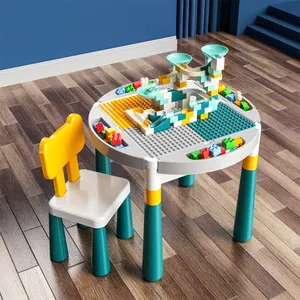 Mesa de brinquedos para área interna, multifuncional, atividade para brincadeiras, crianças, construção educacional, mesa de tijolos