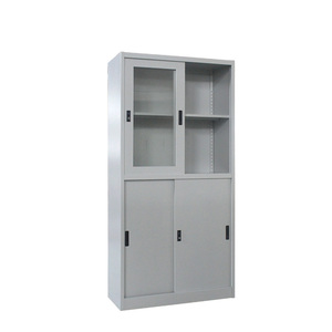 Armoire de rangement métallique de bureau avec porte coulissante en verre et serrure - Product Image 6