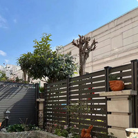 Panneau de clôture de jardin en composite bois-plastique de 1,80 m pour extérieur, balcon, mur, système de sécurité, poteau en aluminium, minimaliste