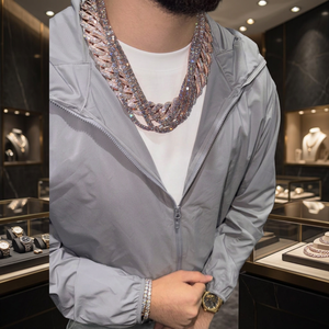 Moissanite Diamond Iced Out Statement <b>Necklace</b> Link Chain Men's Solid Rose <b>Gold</b> Hip Hop Style Everyday Wear Charm - Product Image 1