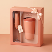 Mug à café isotherme en acier inoxydable 12 oz avec logo personnalisé, mousseur à lait, boîte cadeau, impression couleur, cadeau de fêtes