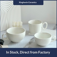 Tasses à café en céramique artisanales minimalistes, blanches pures, sûres pour le latte art, Mojava Cream, pour la maison et le bureau, vente directe, vente en gros
