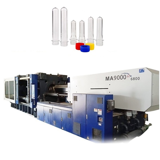 Haitian MA9000 Large 45 Ton Hybrid 100mm Screw Diameter Desktop Plastic Injection Molding Machine Horizontal Servo Motor PLC