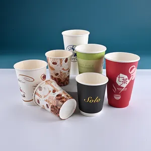 Tùy chỉnh in logo 8oz 12oz 16oz giấy dùng một lần cà phê nóng cốc nước giải khát