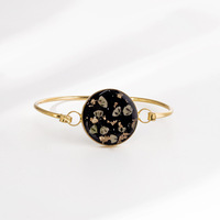Nouveau Bracelet en Résine à Fleurs Séchées Original pour Femme, Style Minimaliste Ins, en Cuivre et Résine Époxy, Bijou de Main, Vente en Gros