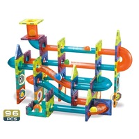 2024 Magic Magnetic Paradise STEM, Bloques de Construcción de Pistas Magnéticas, 128 Piezas, Juguete de Construcción de Tubos de Plástico, Juguete Magnético de Carreras para Niños
