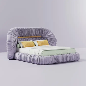 Italiano di lusso di fascia alta su misura in tessuto camera da <span class=keywords><strong>letto</strong></span> Design pieghettato <span class=keywords><strong>letto</strong></span> Hotel Villa 1.5 1.8 metri re grande <span class=keywords><strong>testiera</strong></span> <span class=keywords><strong>letto</strong></span> <span class=keywords><strong>matrimoniale</strong></span> - Product Image 1