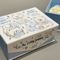 Kotak Hadiah Cetak Anjing Lucu Kustom, Kotak Kemasan Bertema Anjing Langit Biru Kawaii dengan Tutup untuk Blind Box, Mainan, Pembungkus Hadiah