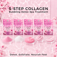 Kit de Pédicure Spa 5 Étapes Détoxifiant au Collagène, Thème Floral Sakura Bubble Eruption, pour Vente en Gros et Marque Privée Personnalisée pour Spas