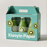 Boîte en carton pour emballage de jus de fruits, boîte en carton personnalisée pour bouteille de boisson, boîtes en carton ondulé avec poignée et fenêtre transparente