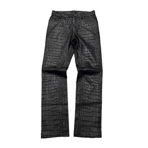 Pantalones de Cuero con Patrón de Cocodrilo Negro de Primera Calidad, Estilo Casual Unisex, Pantalones Casuales de Pierna Recta para Hombre, Venta al Por Mayor - Product Image 1