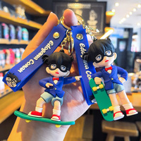 Gantungan Kunci Boneka Silikon Gel 3D Anime Detektif Conan Bergaya Kartun Lucu, Tidak Beracun, untuk Tas Ransel & Gantungan Mobil