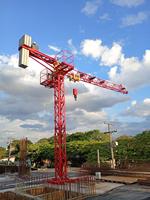 1T 10M Boom Flattop Mini Construction Tower Crane Baru Joystick Silinder Hidrolik Pembatas Beban Slewing Ring Gear Elektrik HS1006