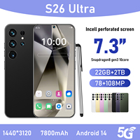 Nouveau Smartphone S26 Ultra 7,3 Pouces Android 15 Deca Core 22 Go + 2 To 5G, Écran HD OLED 108 MP 144 Hz, Vente Chaude 2025
