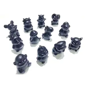 wholesale Feng Shui Chinese Zodiac 12 animals hand carved crystal Figurines Decoration for Luck & Wealth