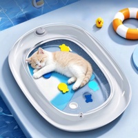 Tapis rafraîchissant gonflable écologique en caoutchouc pour chien et chat, coussin épais résistant aux rayures et imperméable pour animaux de compagnie, tapis de glace anti-fuite ovale