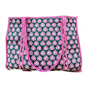 Women's Oversized <b>Boho</b> Floral Tote <b>Bag</b> Handprinted Cotton Large Quilted Weekend Open Type-for Travel Shopping Everyday Use - Product Image 1